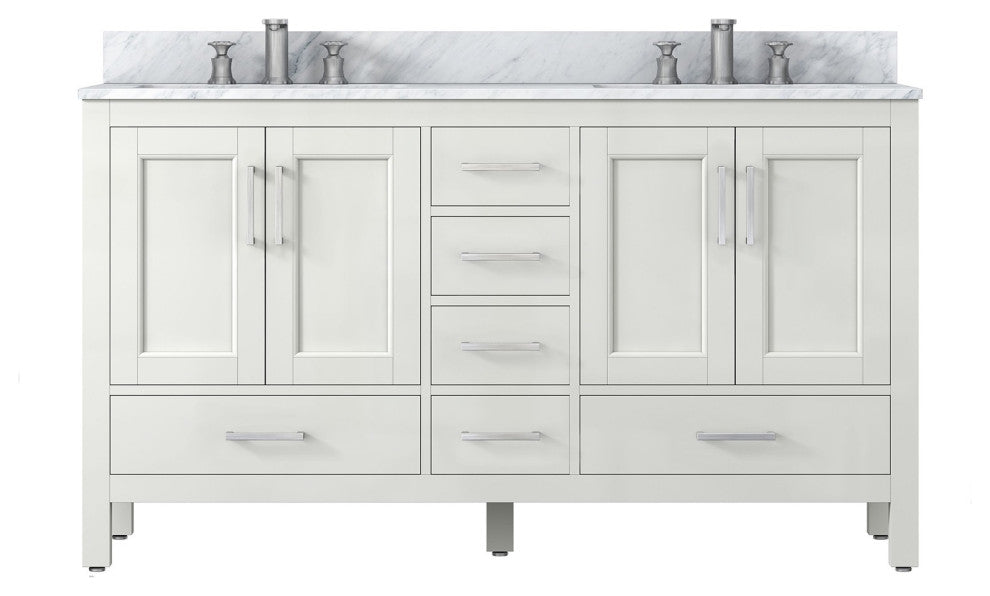 60" Plywood Freestanding Bathroom Vanity Set with Drawer and Doors , Matte White