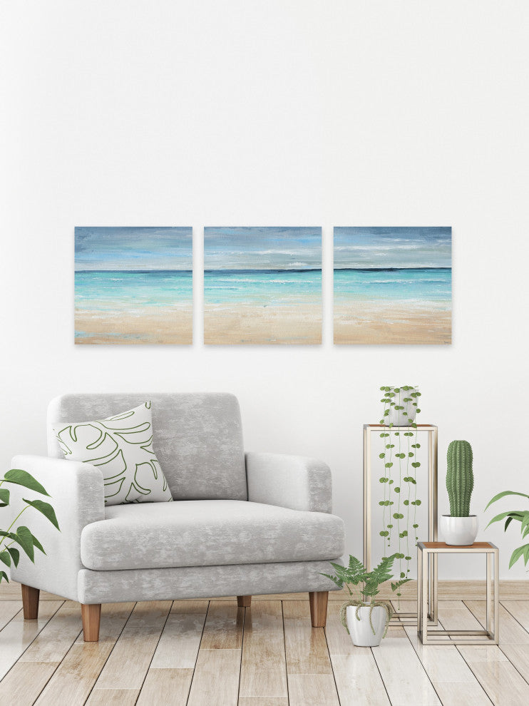 Vast Blue Sea Triptych, 72"x24"
