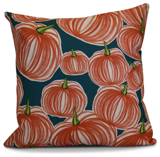 Pumpkins-A-Plenty Geometric Print Pillow, Teal, 20"x20"