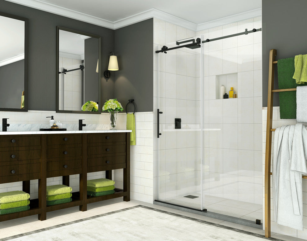 Coraline 44"-48"x76" Frameless Sliding Shower Door, Oil Rubbed Bronze