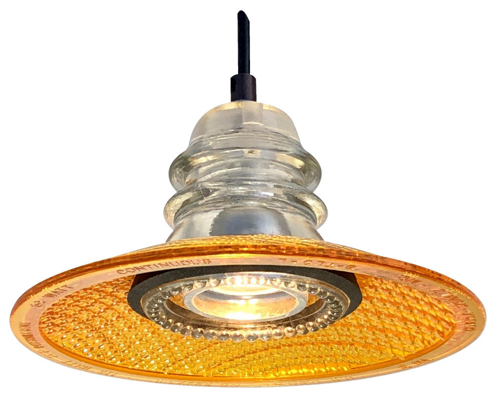 Insulator Light 8" Traffic Light Lens Pendant, Yellow