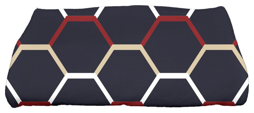28 x 58-inch, Cool Shades, Geometric Print Bath Towel, Navy Blue