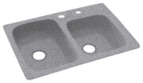 Swan 33x22x9 Solid Surface Kitchen Sink, 2-Hole, Gray Granite