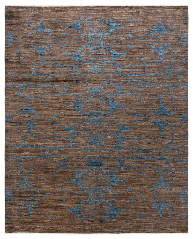 Eclectic, One-of-a-Kind Hand-Knotted Area Rug Brown, 7'10"x9'9"