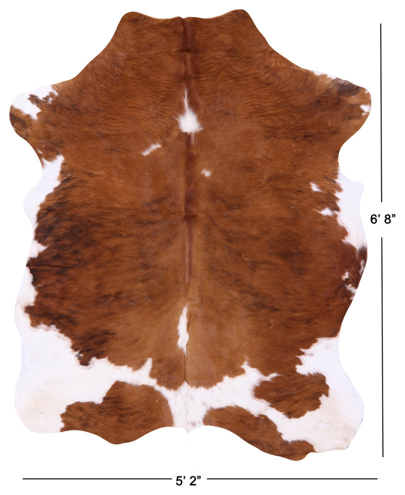 6' 8" X 5' 2" Organic Natural Hair-On Cowhide Area Rug C1971