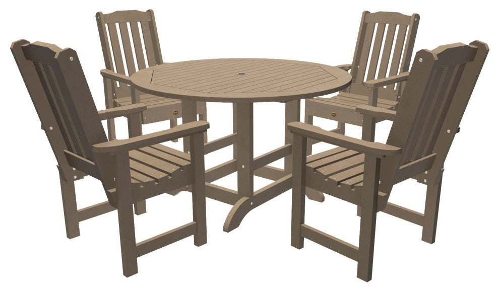 Springville 5-Piece Round Dining Set, Weathered Acorn, Woodland Brown