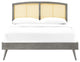 Platform Bed Frame, King Size, Wood, Gray, Modern Mid-Century, Bedroom