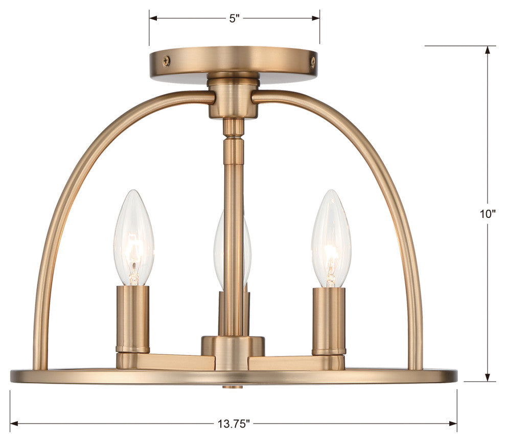 Abbott 3-Light Vibrant Gold Ceiling Mount