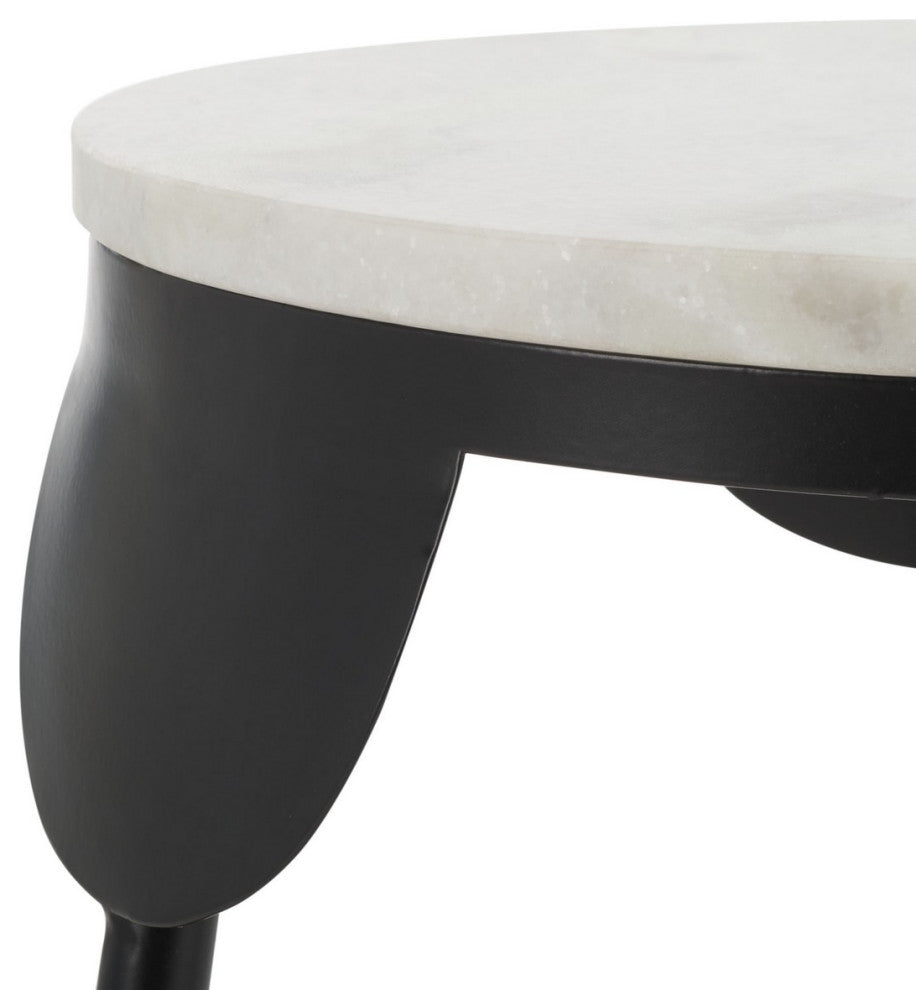 Safavieh Everbrooke Round Accent Table, White Marble/Black