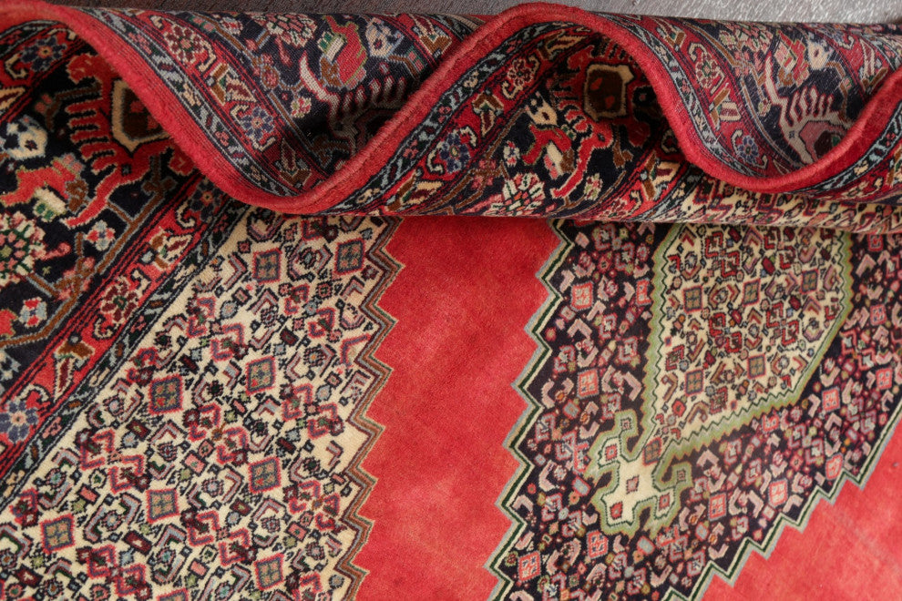Consigned, Bidjar Hand-Knotted Oriental Traditional Persian Area Rug, Red, 6x7