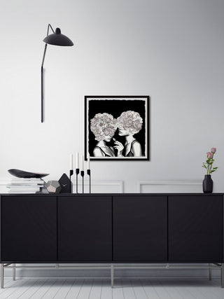 "Flower Head Twins" Framed Painting Print, 32"x32"