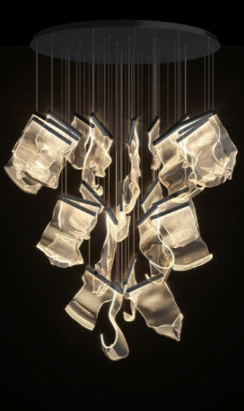 Luxury Modern Led Light Chandelier For Staircase, Gold, 16 Lights, Cool Glow