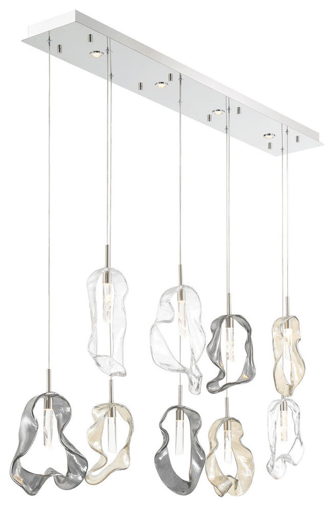 Norah 9L 51" Polished Nickel Mix Chandelier