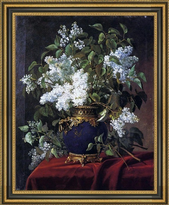 Jean Capeinick White Lilacs Framed Premium Canvas Print, 20"x25"