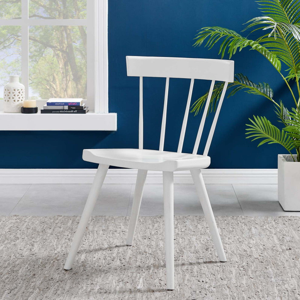 Side Dining Chair, Set of 2, White, Wood, Modern, Cafe Bistro Hospitality