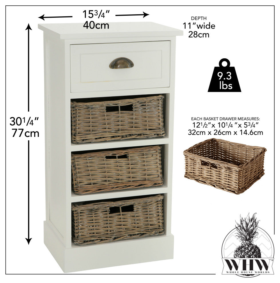 Hamptons Accent Nightstand Inset With 3 Baskets