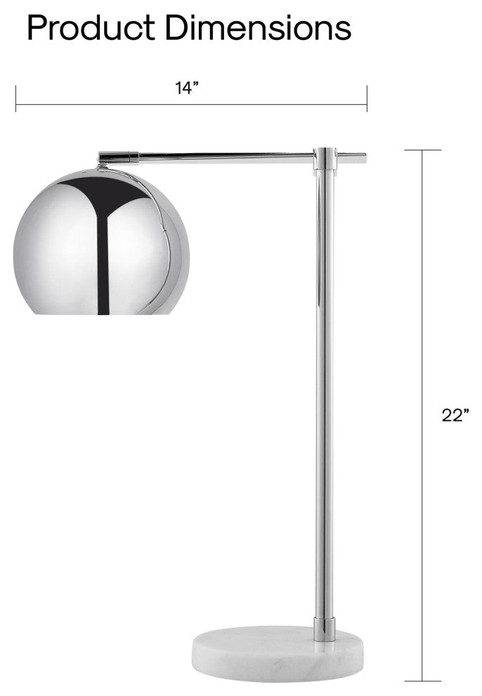 Inspired Home Emmalin Table Lamp, Marble Stone Base, Chrome