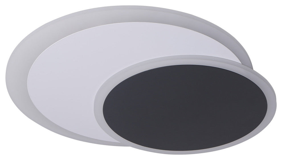 2-Light Unique LED Flush Mount Light Geometric Ceiling Light, Black/White