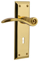 New York Plate With Keyhole Swan Lever, Polished Brass, Privacy, Non-Handed