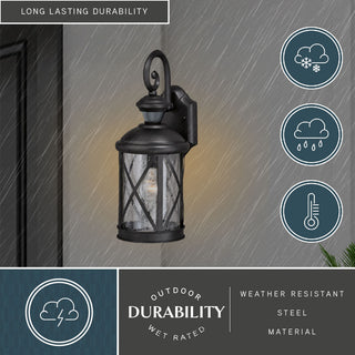 Henderson Black Motion Sensor Dusk to Dawn Outdoor Wall Light