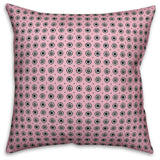 Pixel Floral Pattern, Pink Throw Pillow Cover, 16"x16"