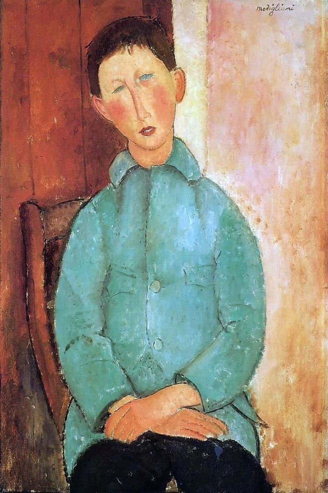 Amedeo Modigliani Boy in a Blue Shirt, 18"x27" Wall Decal