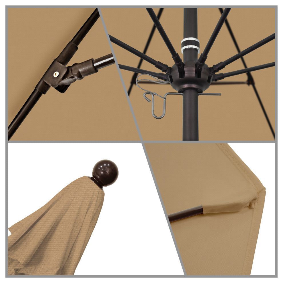 11' Fiberglass Umbrella Bronze, Olefin, Champagne, 11'
