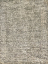 Cassina Hand Loomed Bamboo Silk and Cotton Charcoal/Green Area Rug