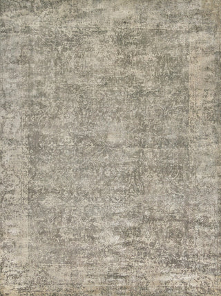 Cassina Hand Loomed Bamboo Silk and Cotton Charcoal/Green Area Rug