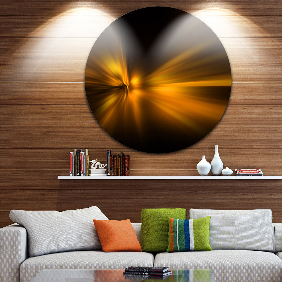 Gold Light Over Dark Pattern, Abstract Digital Disc Metal Artwork, 11"