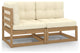 vidaXL 2 Piece Patio Lounge Set with Cushions Honey Brown Pinewood