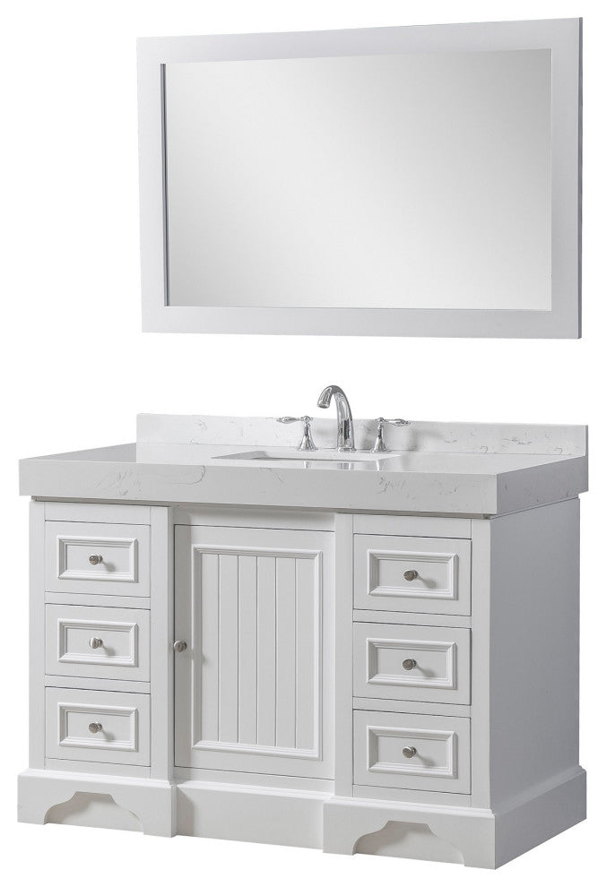48" Kingswood Single Exclusive Bath Vanity, White and Mirror