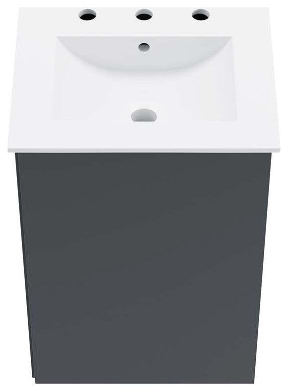 Sink Vanity Cabinet, Wall Mount, White Gray, Ceramic, Modern, Bathroom