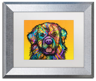 Dean Russo 'Newfie' Art, Silver Frame, White Matte, 14"x11"