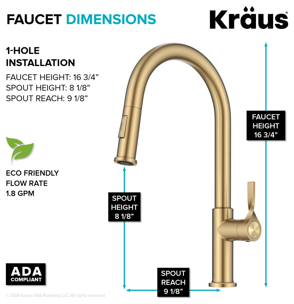 KRAUS Torak 2-Function Single Handle Pull Down Kitchen Faucet SFBB