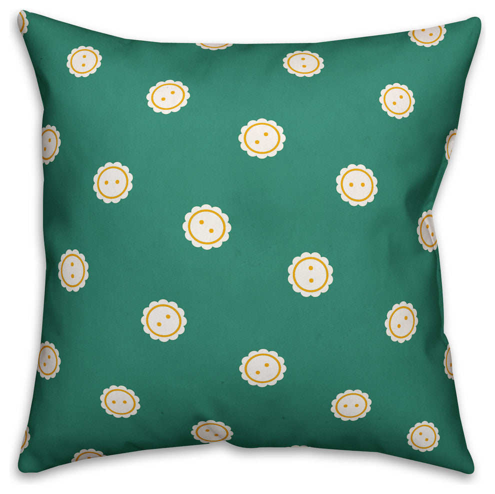 Blue Button Pattern Throw Pillow Cover, 16"x16"
