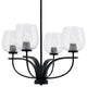 Cavella 4 Light Chandelier, Matte Black Finish, 6" Clear Bubble Glass