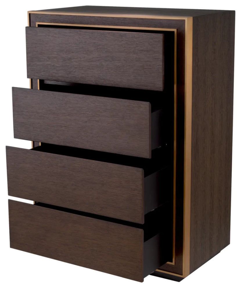 Brown Oak 4-Drawer Dresser, Eichholtz Camelot