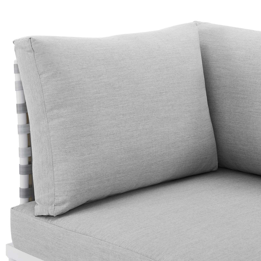Lounge Sofa, Sunbrella, Aluminum, Metal, Gray, Modern, Outdoor Patio Cafe