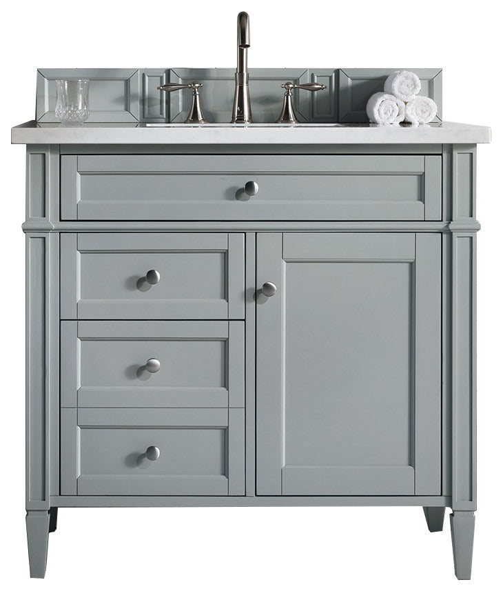 James Martin 650-V36-UGR-3AF Brittany 36 Inch Vanity with Solid Surface Top