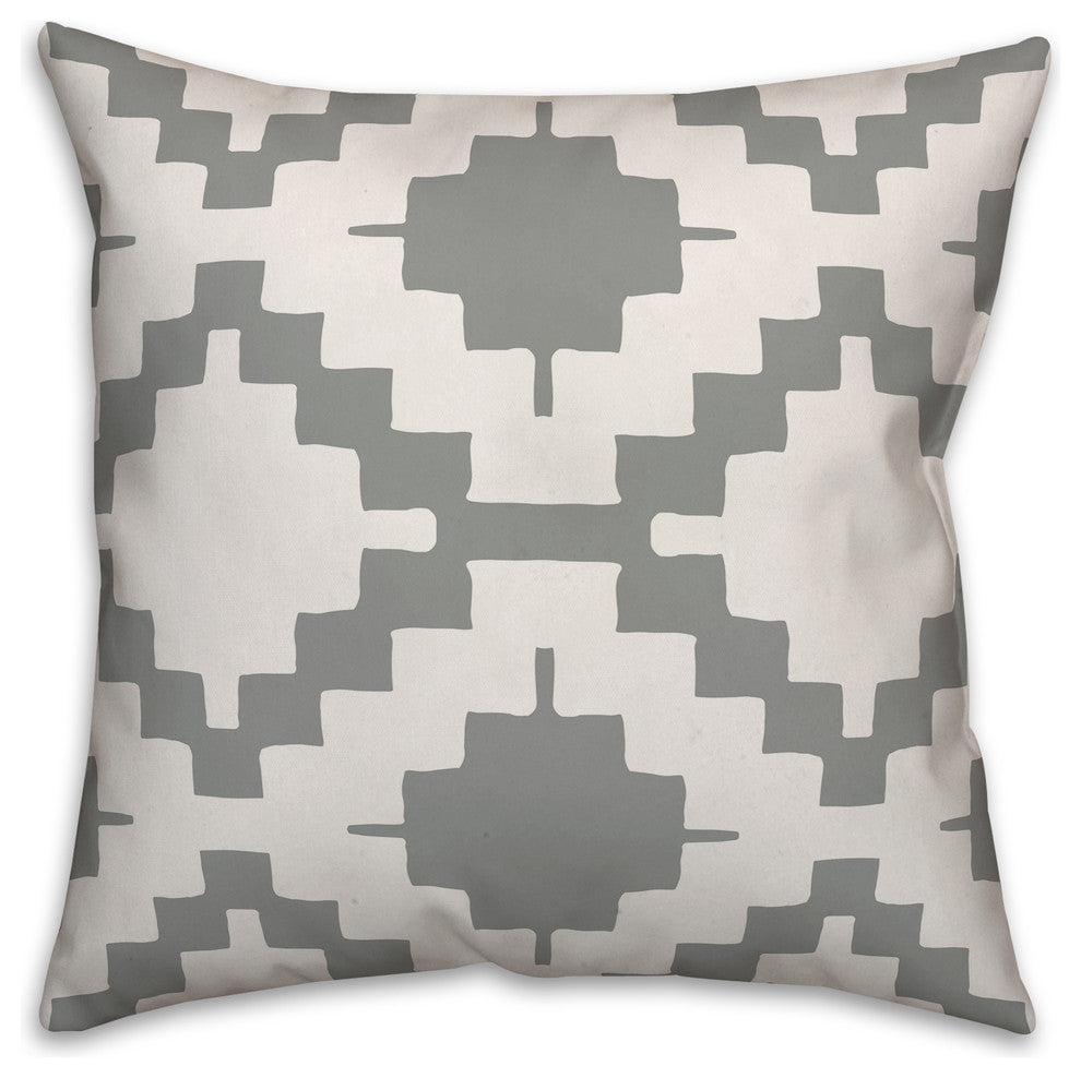 Grey and White Aztec 18x18 Throw Pillow