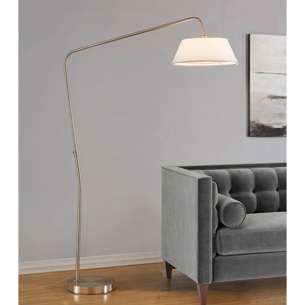 HomeGlam Route 81-inch Metal Arch Floor Lamp, Brushed Nickel