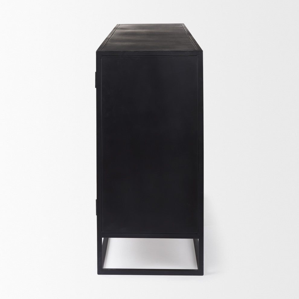 Sloan 80.0L x 17.0W x 36.0H Dark Wood WithBlack Metal Frame Sideboard