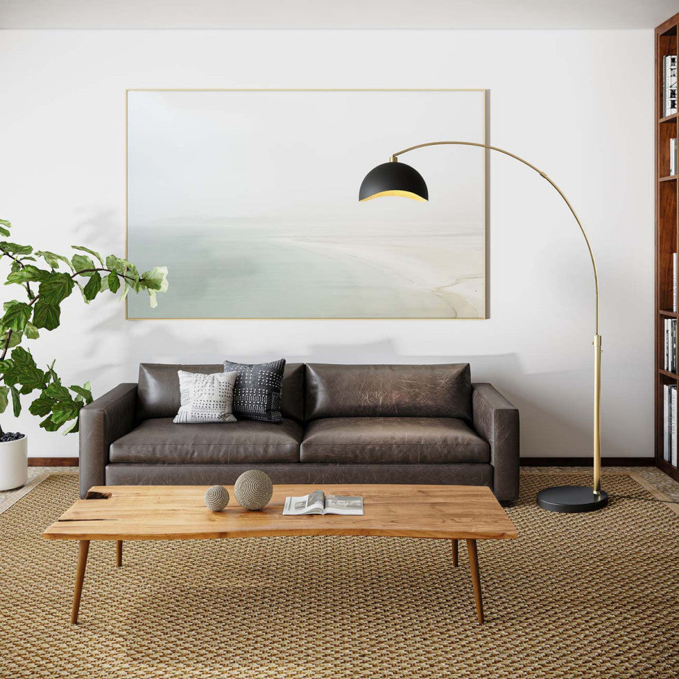 Luna Bella Arc Floor Lamp - 92", Weathered Brass, Dimmer Switch, Marble Base, Weathered Brass