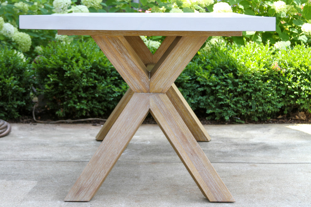6-Piece Ivory Composite and Eucalyptus Wash Dining Set With Bench