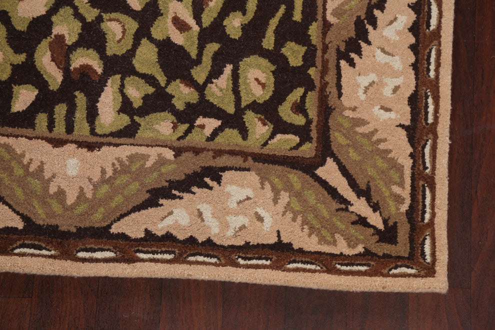 Floral Brown Oriental Area Rug Wool Hand-tufted Bedroom Carpet 5x8