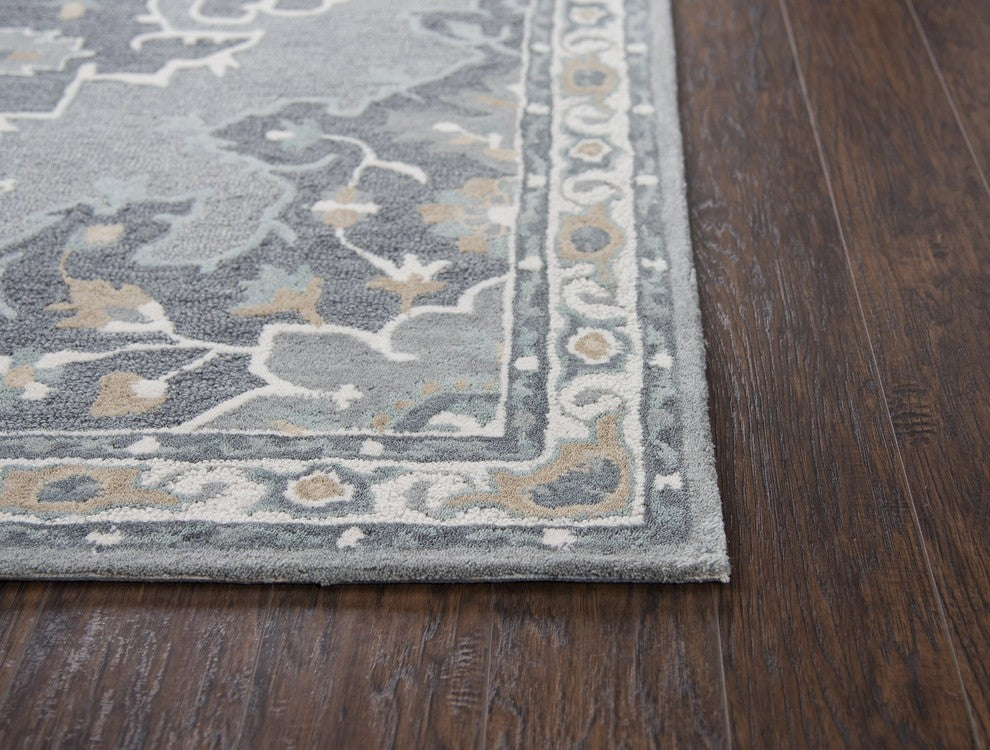 Rizzy Home Resonant RS933A Gray Central Medallion Area Rug, Rectangular 8'x10'