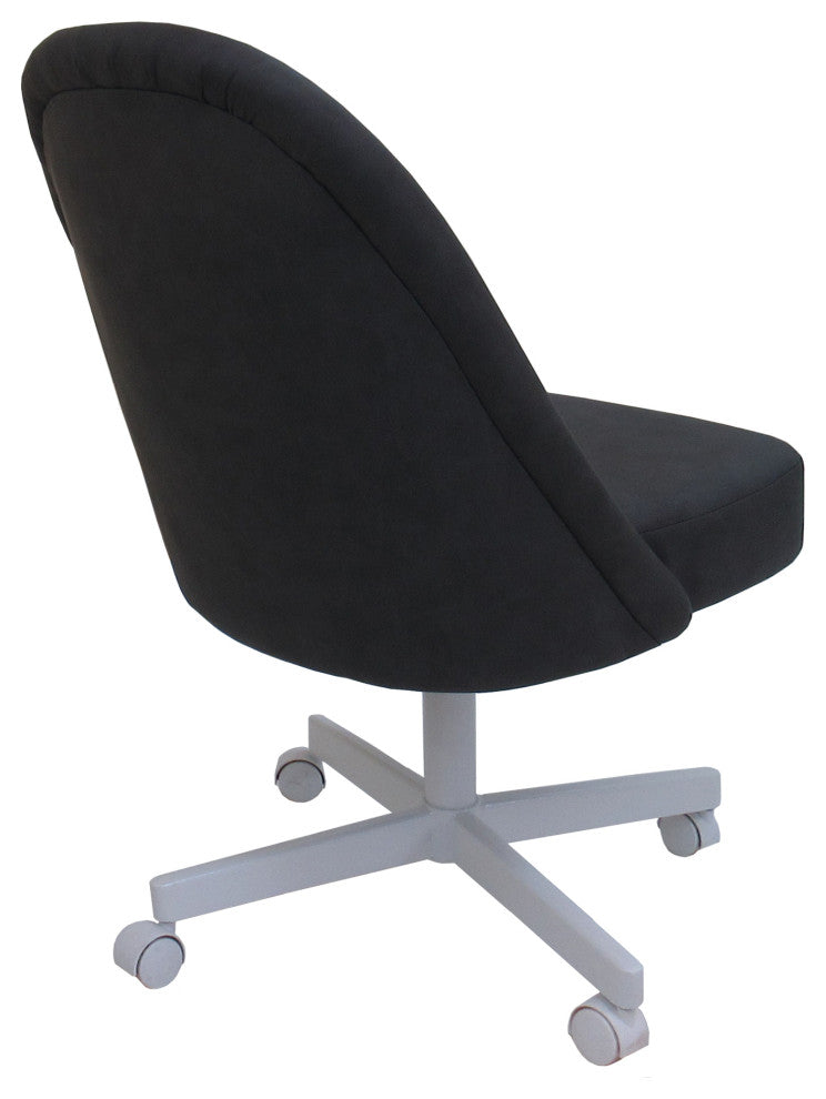 M-235 Dinette Swivel Metal Caster Chairs - Clear Glass, Grey Vinyl - White, Clea