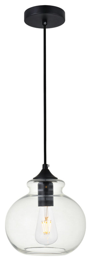 Destry 1 Light Pendant, Black And Clear