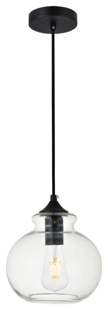 Destry 1 Light Pendant, Black And Clear